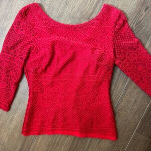 Red long sleeved lace top